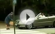 funny old lady hits luxury mercedes car with purse airbags